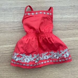 American Girl Doll Sunny Day Embroidered Dress Coral Sequins Sundress 18”